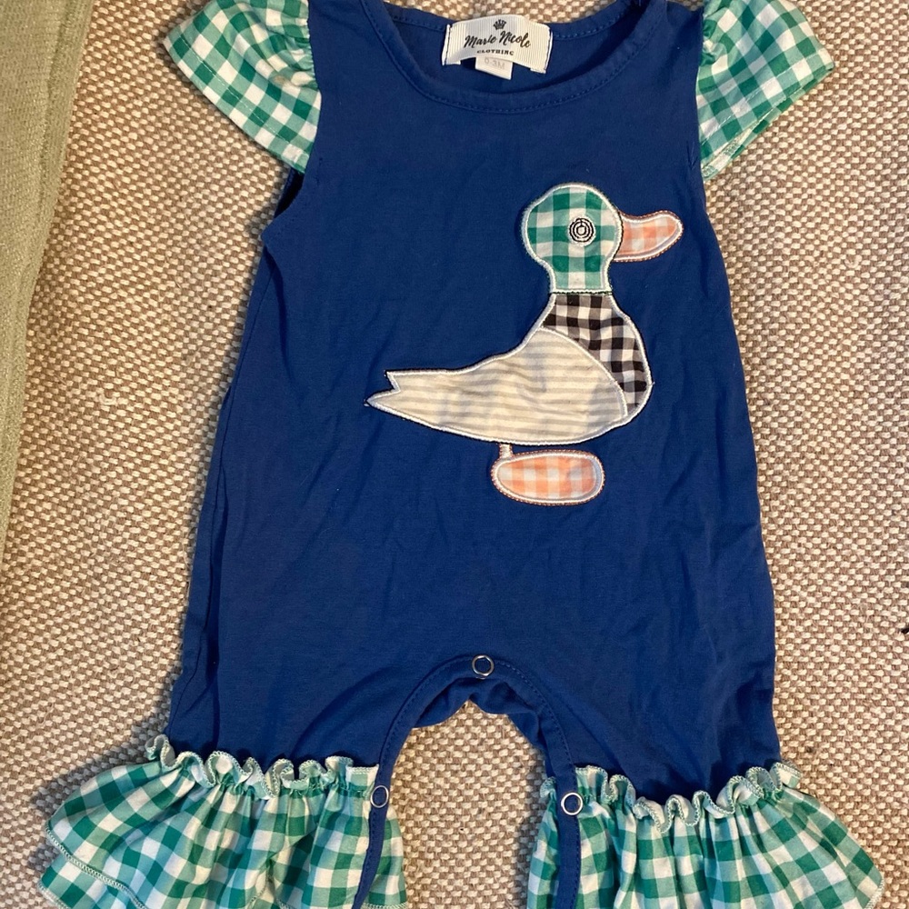 Blue Duck Print Kids One Piece